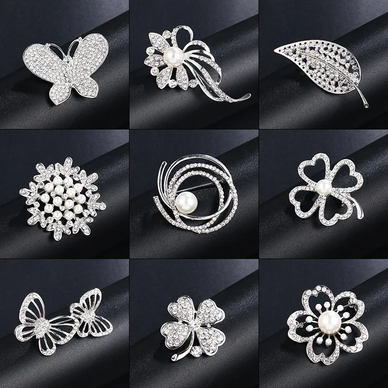 

Korean Butterfly Flower Brooch Rhinestone Note Leaves Brooch For Female Alloy Sun Flower Corsage Dress