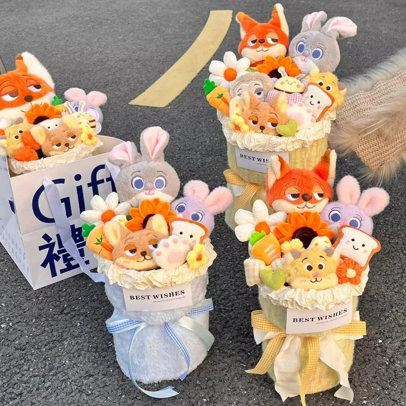 

Букет куклы Zootopia Judy Nick, готовый продукт, креативный новый стиль, кавайный подарок на день рождения, милая ниша, отправить подруге, мультфильм