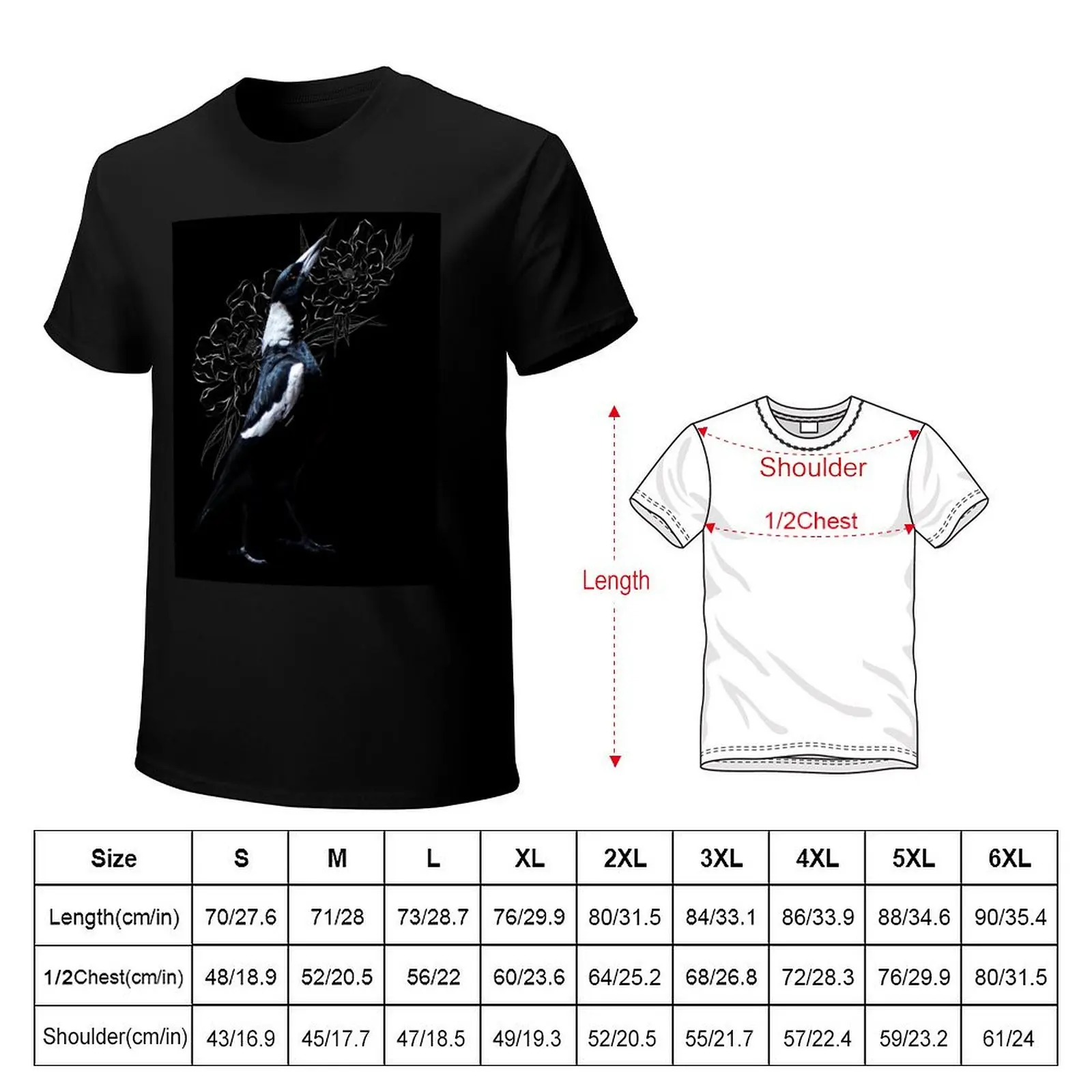 Magpie with peonies T-Shirt Lightweight Running Sports T-Shirt