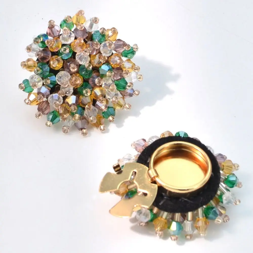 Gifts Handmade Crystal Cufflinks Beads Crystal Button Cover Sewing-free Cufflinks DIY Shirt Button Clip Evening Wear