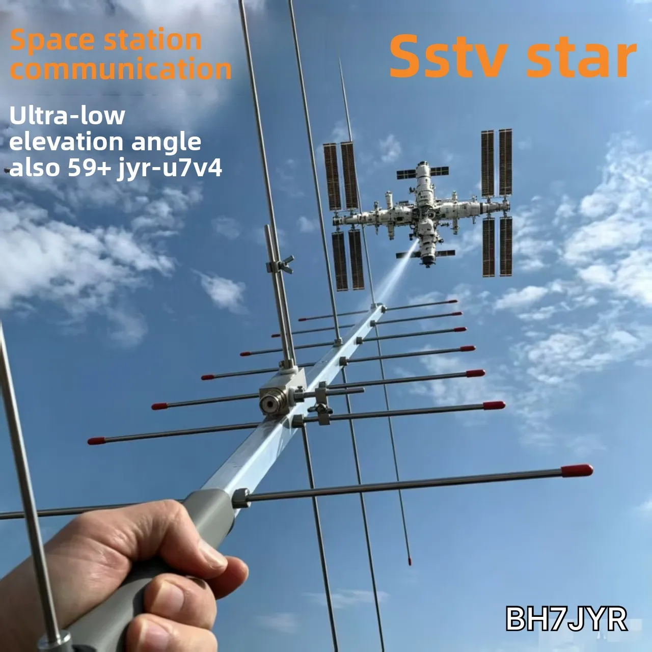 U7V4 Handheld Foldable Dual-Band Yagi Antenna – Portable for Satellite & ISS, SSTV Reception, UHF 430-440 / VHF 143-148M
