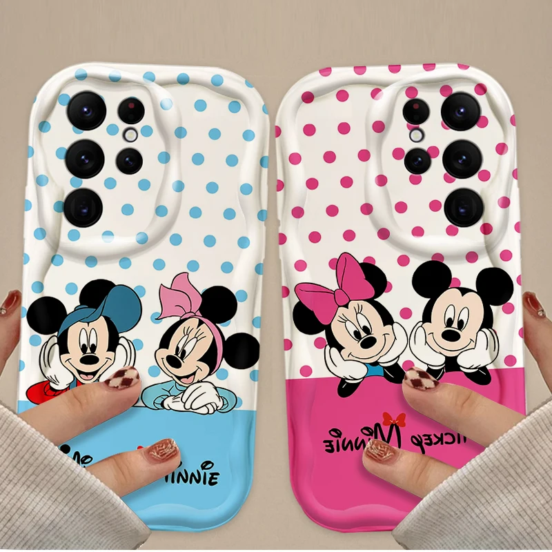 Disney Mickey Minnie Case For Samsung Galaxy S24 Ultra S23 S22 Plus S21 S20 FE A25 A55 A35 A15 A16 A05 A05S A06 Silicone Etui