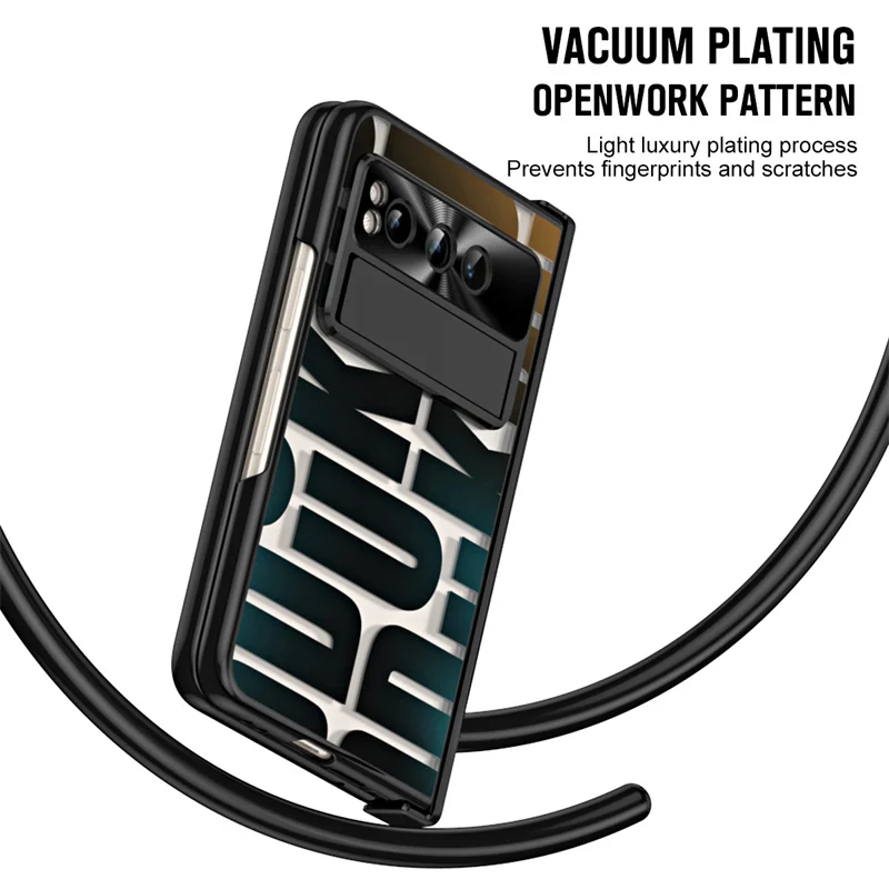 Luxury PC Hinge Bracket Folding Phone Case For Google Pixel Fold 5G With Pen Slot Screen Glass All Inclusive Protective Cover