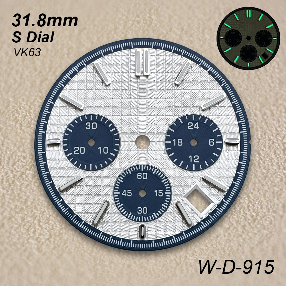 Cadran en chêne Panda avec Logo S, 31.8mm, adapté au mouvement à Quartz VK63, vert lumineux, accessoires de Modification de montre de haute qualité
