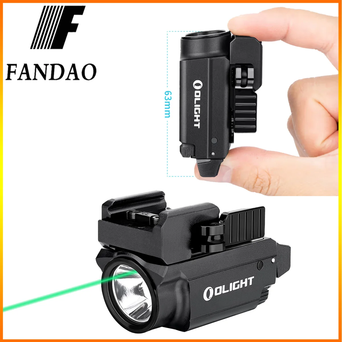 

Mini 800 Lumens Rechargeable Tactical light with Green Beam & White LED Combo Magnetic USB Compact Flashlight for G19 G45 P320