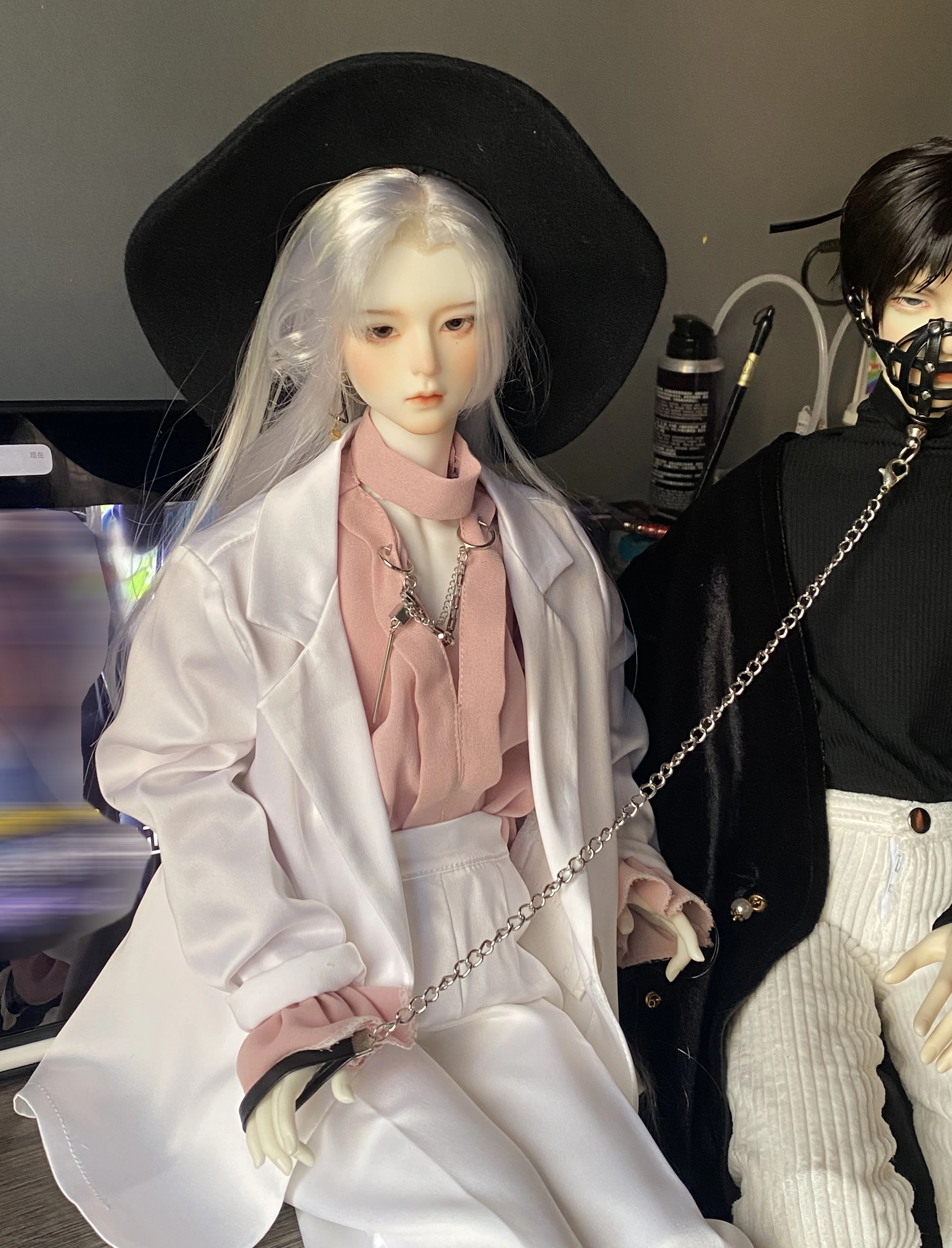 A52 enfants jouet fait à la main 1/3 1/4 oncle poupée BJD/SD poupée accessoires noir blanc gris grand bord haut-de-forme 1 pièces