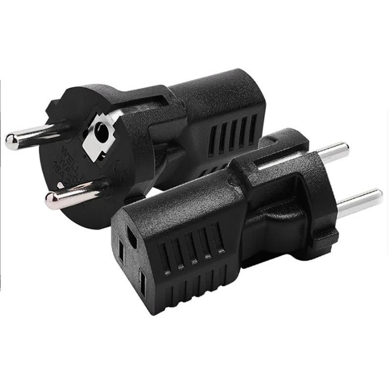 Black PVC Copper 16A 250V Russia Korea German France Spain Belgium Poland EU 4.8MM male to US 5-15R female plug socket converter