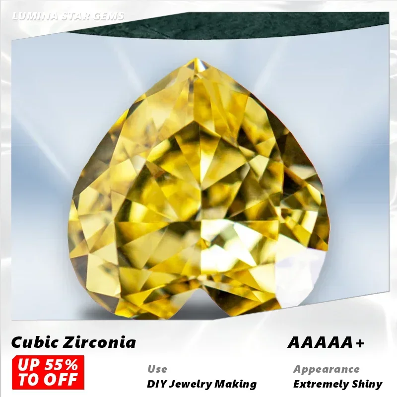 

L-TOP кубический цирконий, оптовая продажа, без сертификата, измельченный лед, в форме сердца, темно-желтый цвет, подвески, бусины для изготовления ювелирных изделий своими руками