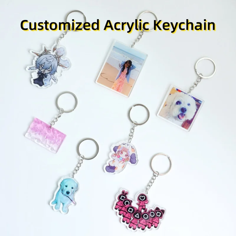 2D FLAT 6cm/2.36inch 1 Piece Custom Pet Photo Keychain - Car Keychain, Unique Animal/Character Themed Pendant Gift