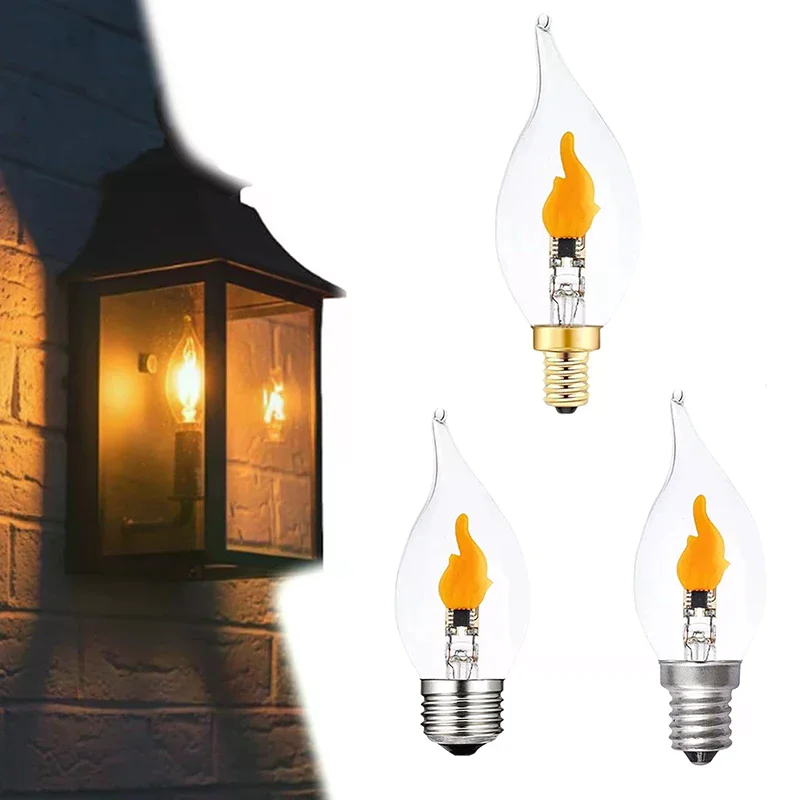 Flickering Flame Light Bulbs E12/E14/E27 LED Flickering Flame Decoration Light Bulbs More Realistic Fire Effect Candelabra Base