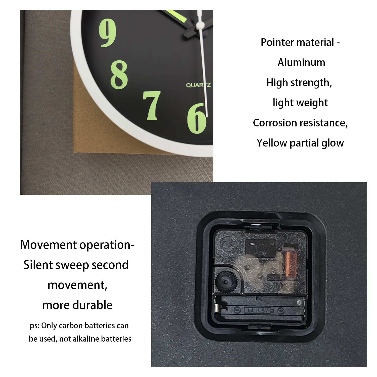 1pc 8 inch minimalist glow-in-the-dark wall clock, luminous digital hands design wall clock, home mute clock, for home decor