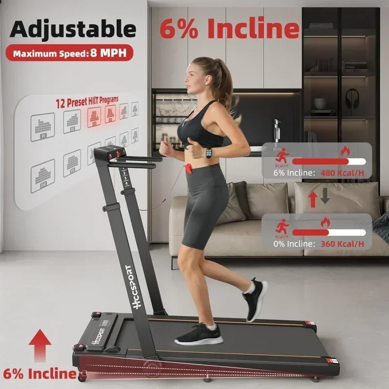 D2BTreadmill with Incline,3 in 1 Under Desk Treadmill Walking Pad,3.5HP Foldable Compact Treadmill,with Wristband Remote Control