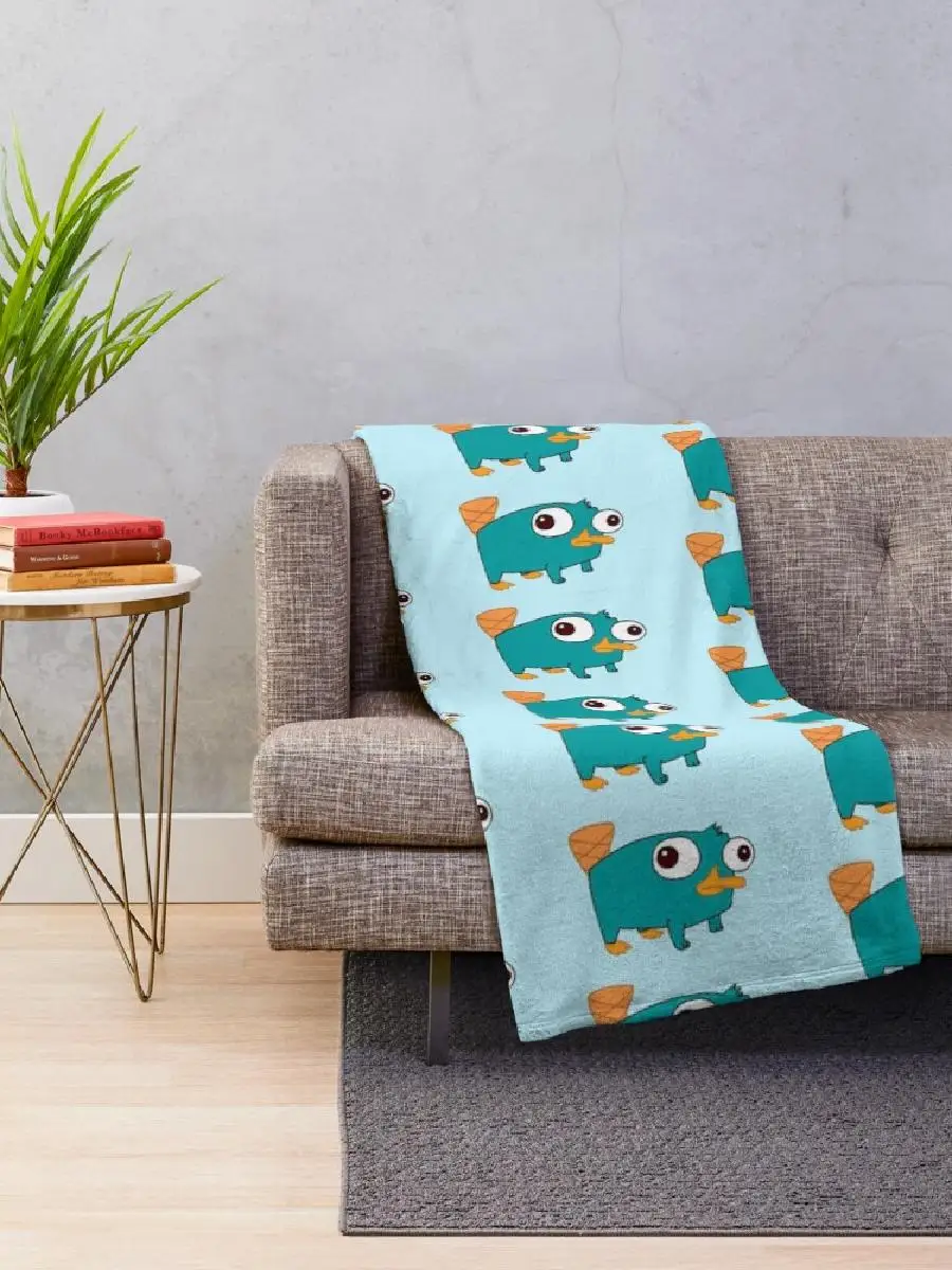 Perry the Platypus Baby from Phineas and Ferb Throw Blanket Soft Plush Cartoon Print for Kids Room Decor