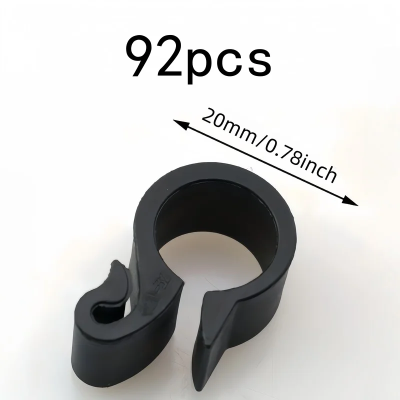 20mm S Type Pipe Clamps 92 pcs, Sturdy Pipe Fasteners for Garden Irrigation, Yard Drainage and Farm Pipes