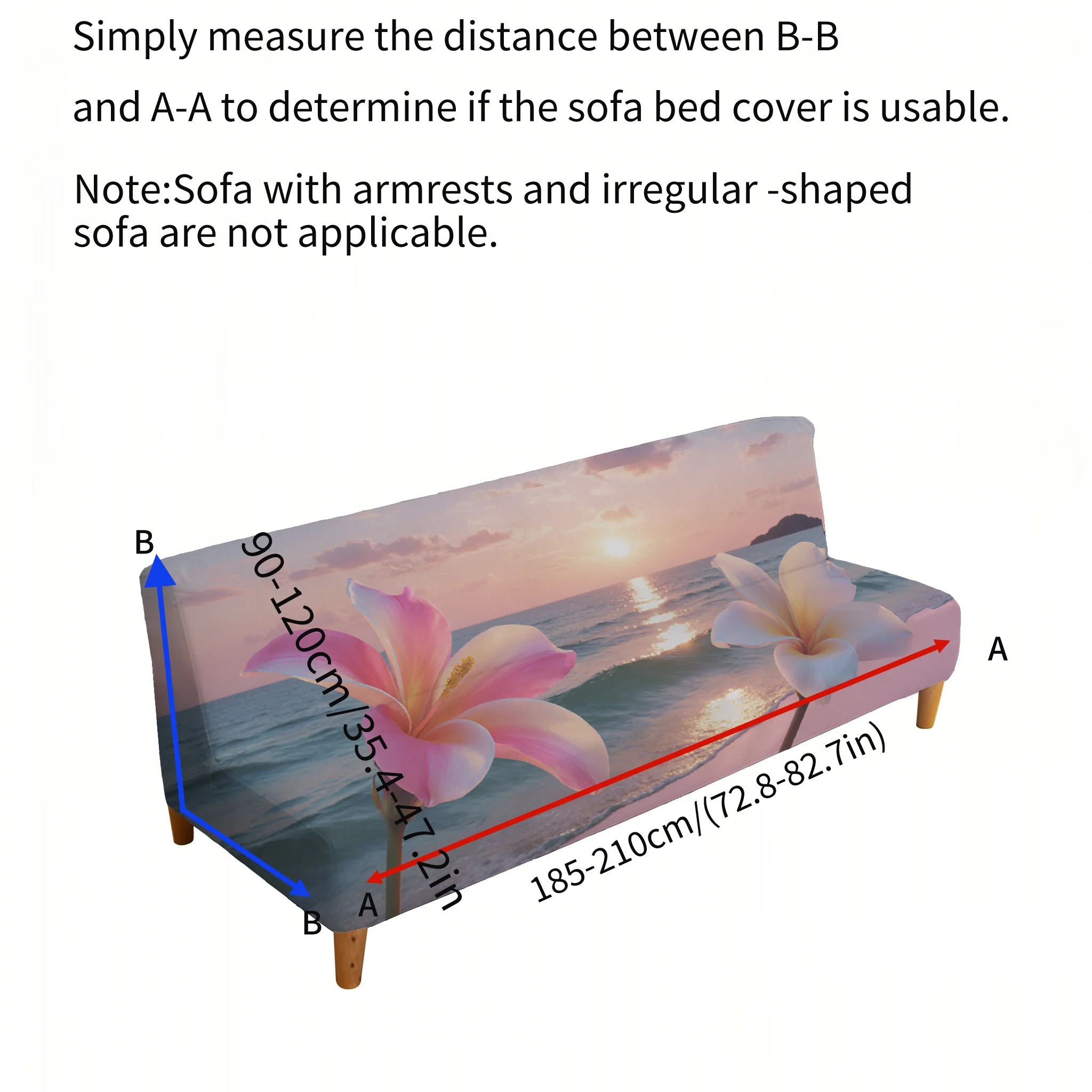 Seaside Sunset Armrestless Elastic Sofa Cover, Non-slip and Anti-scratch Furniture Protective Cover, Easy to Install