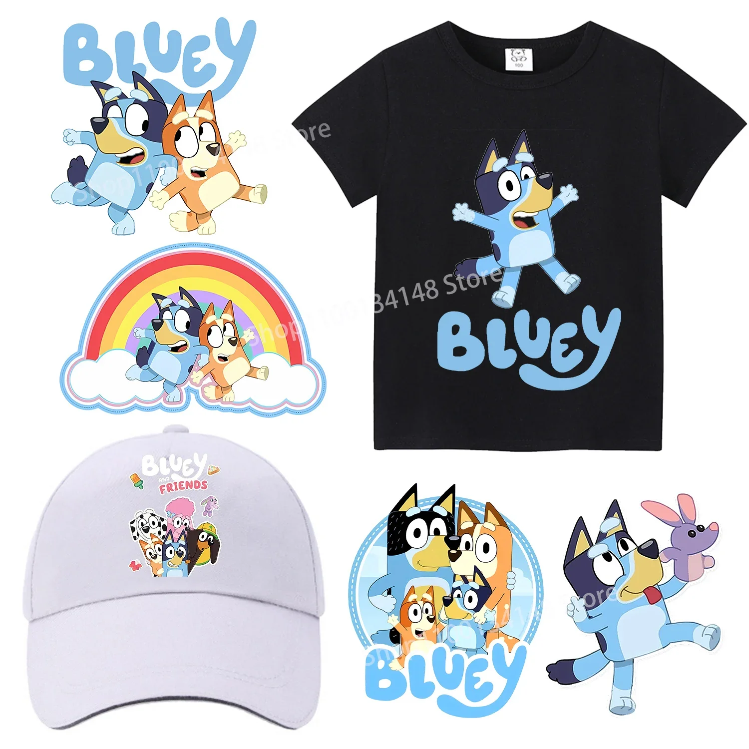 Blueys Bingo Iron Transfer Cute Cartoon Anime Series Patches Kids Clothes DIY for T-shirt Sweashirt Caps Appliques Sticker Gift