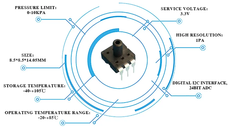 Modulo I2c 24bit con sensore di pressione differenziale digitale da 50 pezzi per orologi subacquei e test del livello dell'acqua