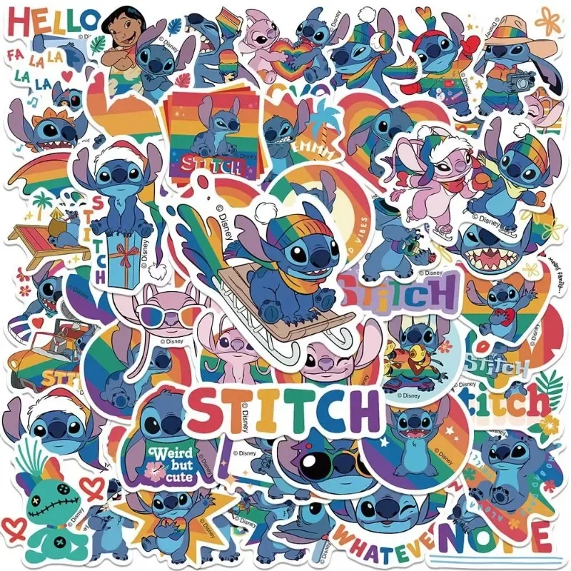 

50pcs Top Disney Lilo & Stitch Cute Stickers for DIY Laptop Notebook Skateboard Fridge Phone Waterproof Decal Sticker Kids Toys