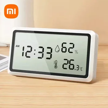 Xiaomi เครื่องวัดอุณหภูมิอิเล็กทรอนิกส์ไฮโกรมิเตอร์สถานีอากาศสําหรับบ้านในร่มความแม่นยําสูงพร้อมตัวควบคุมอุณหภูมินาฬิกาตั้งโต๊ะ