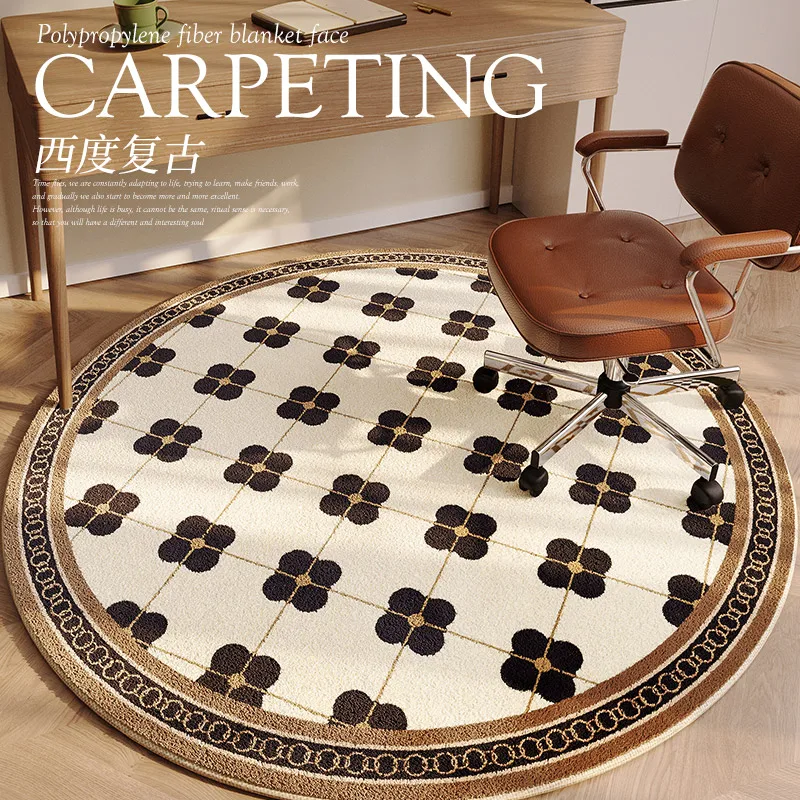 Cashmere Imitation Round Living Room Carpet Home Bedroom Bedside Plush Carpets Simple Dressing Table Swivel Chair Non-slip Rug