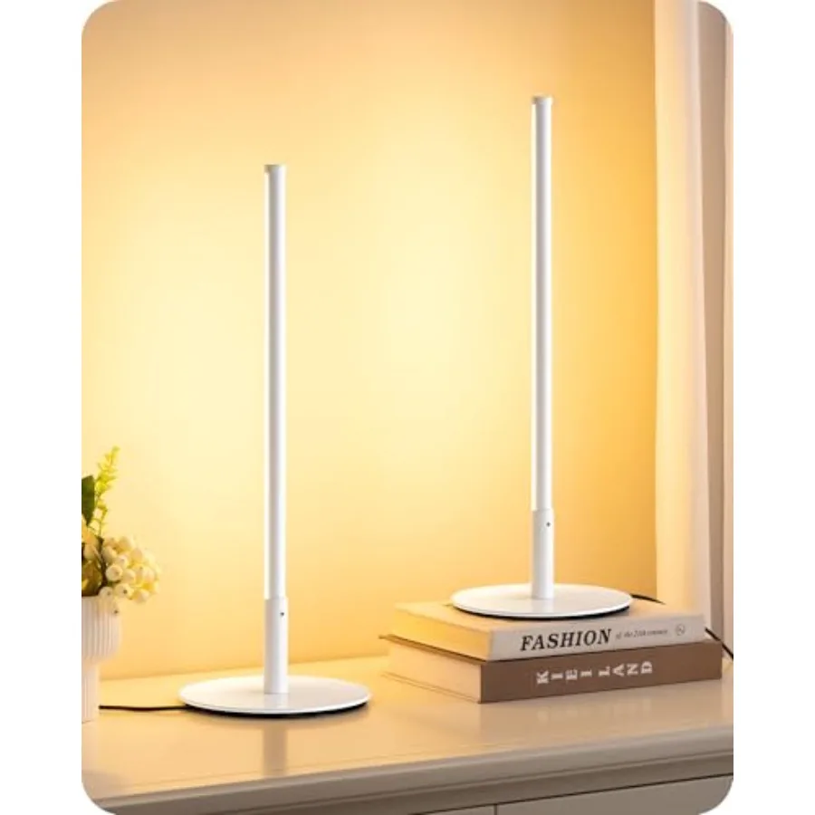 

Upgraded LED Table Lamp Set of 2, 16.9" Dimmable Modern Bedside Lamps with Metal Finish and 3 CCT, Minimalist Desk Lamps, Night