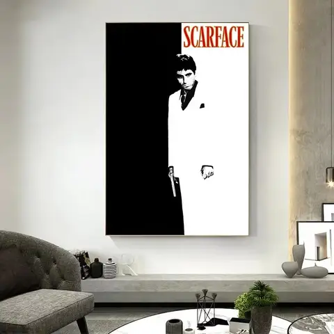 스카 페이스 영화 포스터 캔버스 인쇄 빈티지 토니 몬타나 알 파치노 벽 예술 갱스터 영화 홈 장식 선물 팬 맨 케이브 오피스