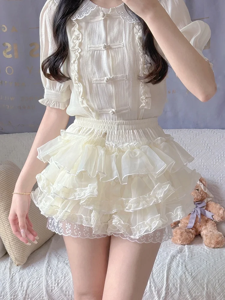 Safety Shorts Bottom Layer Pumpkin Skirt Support Anti-Light JK Multi-Layer Fluffy Skirt Lolita Dog Short Summer Cute Base Lay...