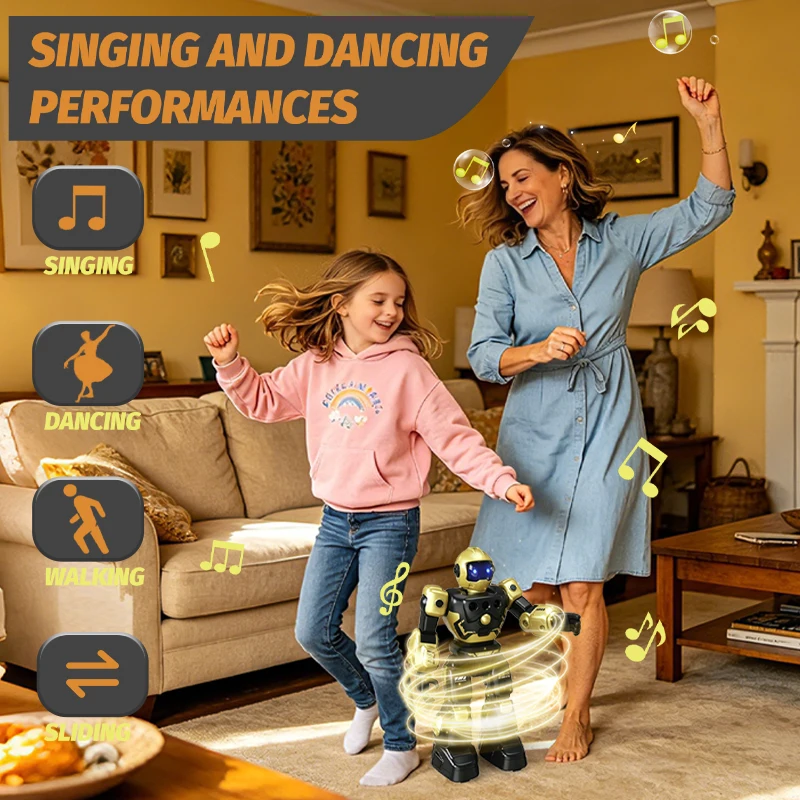 Rechargeable Remote & Gesture Control Robot Toy for Kids Programmable RC Smart Walking Dancing Robot for Ages 4-10 Boys & Girls