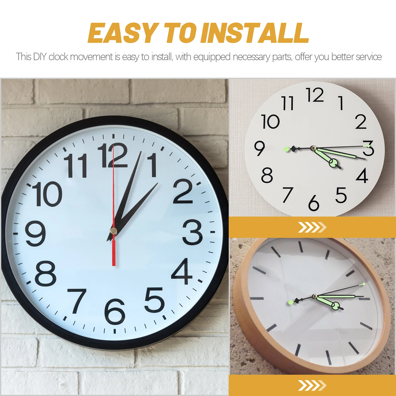 

Plastic Wall Mechanism Replacement Parts Hands Kit for DIY Kits Hands Large Mute Clock Kit Size Mute Clock Motor