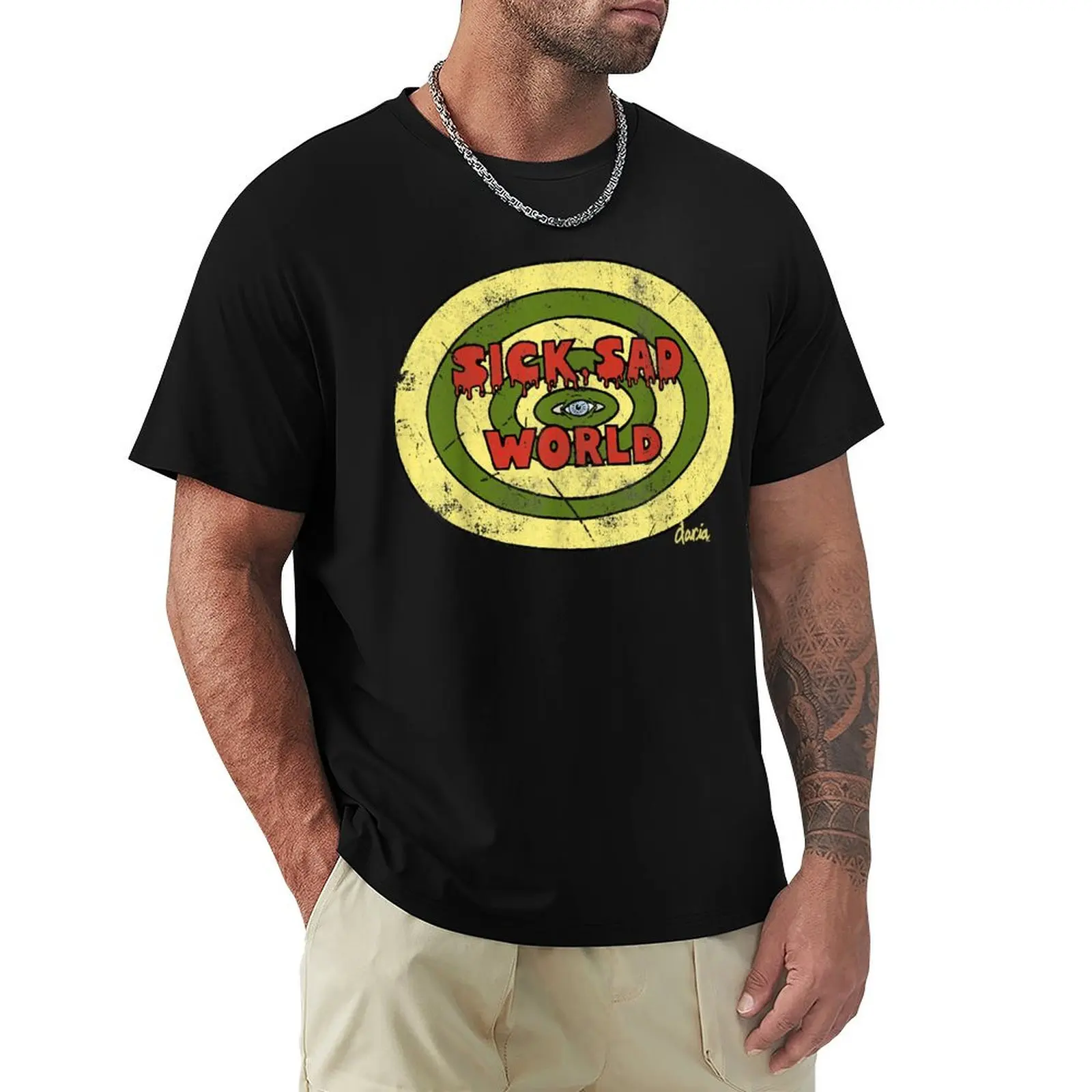 

Daria Sick Drippy Text Eye T-Shirt plain Anime t-shirt T-shirt men