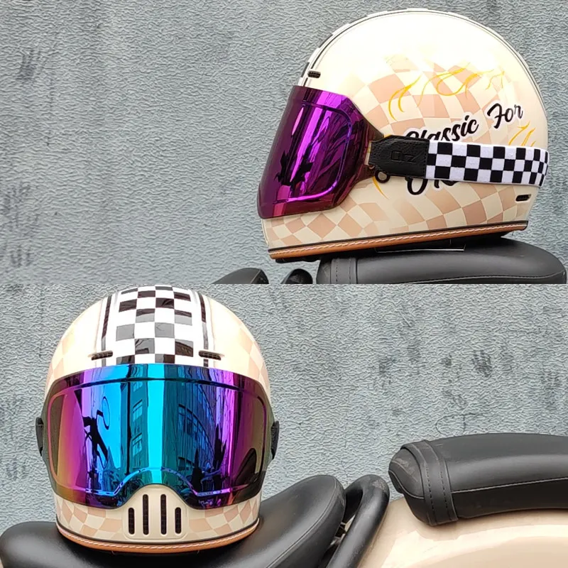 ORZ CE DOT Approved Retro Full Helmet Motorcycle Motorcycle Helmet Four Seasons Couple Street Bike Helmet Riding Casco Moto