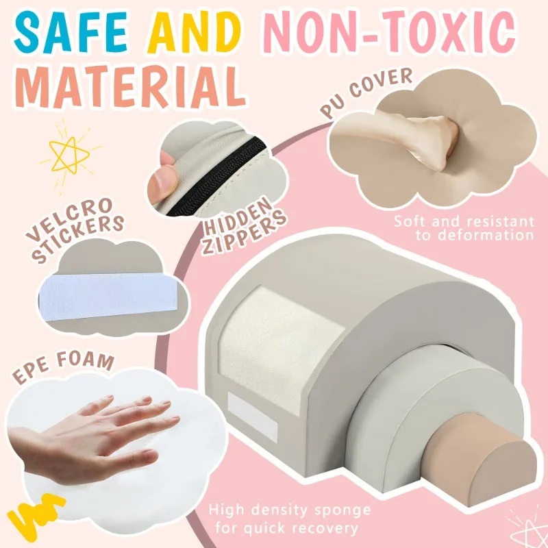 مجموعة مكعبات التسلق الناعمة للأطفال، معدات اللعب الإسفنجية للأطفال الصغار للأنشطة وتطوير المهارات الحركية #3