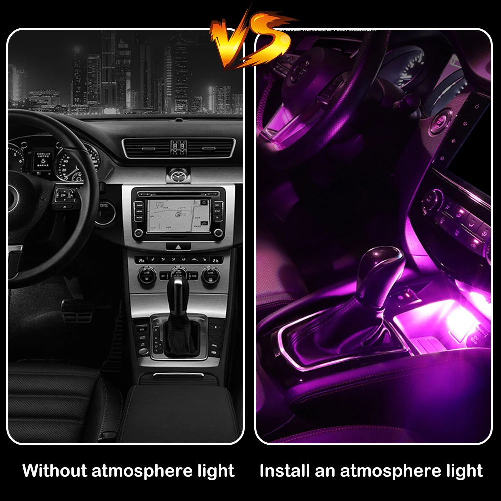 Car USB Atmosphere Light Lighting Gradient Atmosphere Lamp Colorful Night per BMW VW Tesla Benz lampadine a LED decora gli accessori
