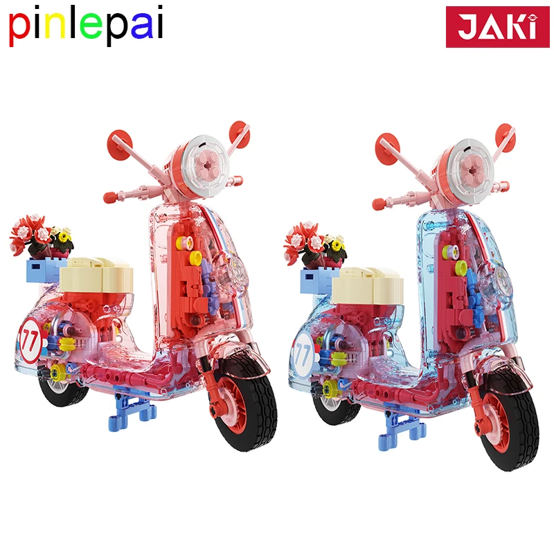 Pinlepai Jaki Technical Blocks Moc Motorcycle Brick Constructor Build Block Model Bricks Toy Motorbike Kit Toys For Children