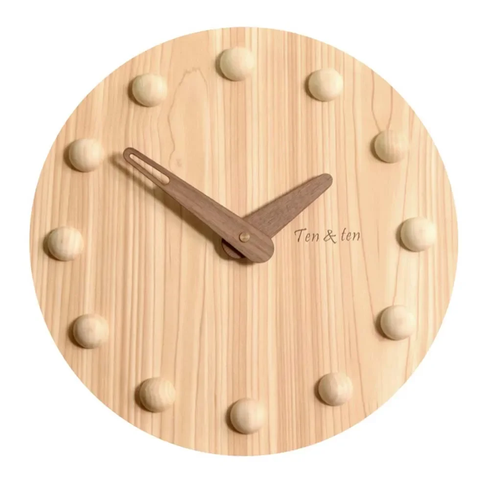 Living Room Clock Home Wall Clock Home Living Room Quartz Movement Wooden Material Battery Operated Easy To Hang