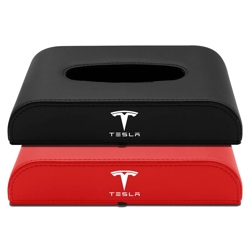 PU Leather Car Tissue Box Hanging VW badge Paper Towel Bag Storage For Tesla Model 3 2021 S X Y Style Roadster Invader