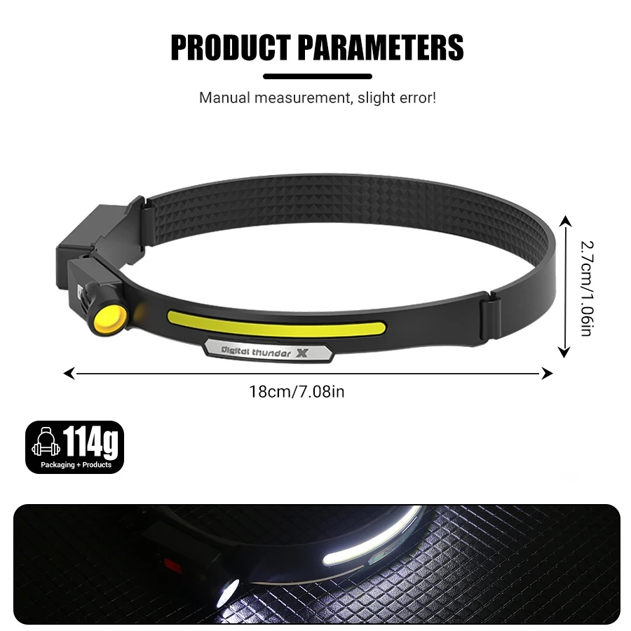 LED Headlamp Sensor Headlight With Built-in Battery Head Flashlight USB Rechargeable Work Light Head Lamp Super Bright Torch