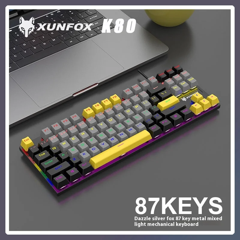 

K80 Mechanical Keyboard 87 Keys Blue Switch Gaming Keyboards For Tablet Desktop Usb Colorful True Machinery Game Keyboard Abs