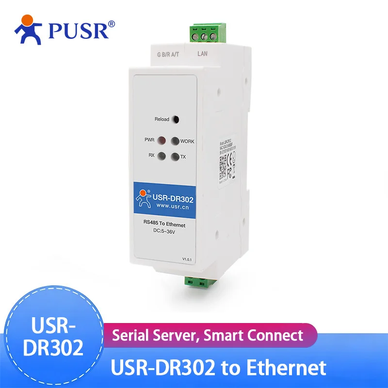 usr-dr302-din-レール-rs485-シリアル-イーサネット-コンバータ-rs485-と-rj45-間の双方向透明伝送