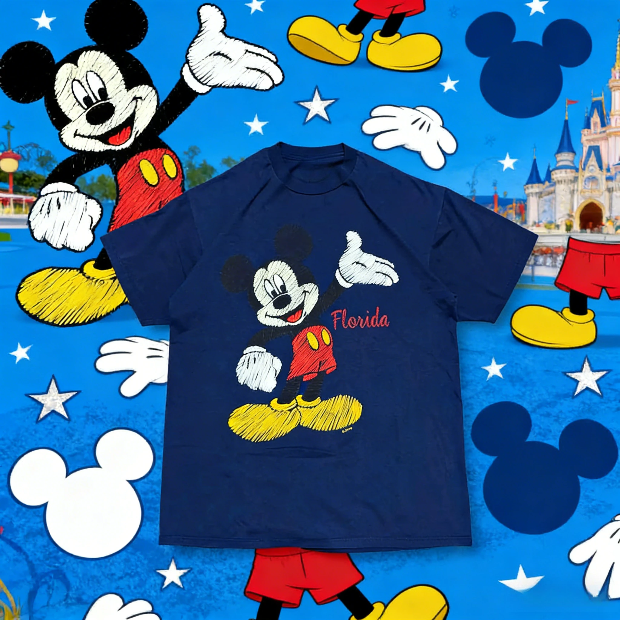 T-shirt stampata Disney Summer Retro Topolino 100% puro cotone per uomo e donna, top casual ampio e traspirante da strada