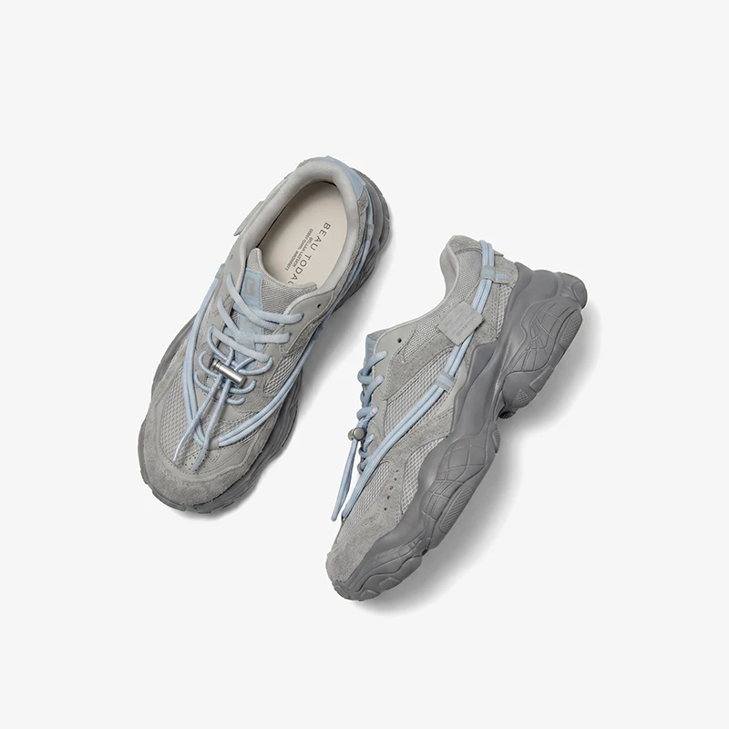 BEAUTODAY Chunky Sneakers Women Synthetic Leather Mesh Mixed Color Lace-up Sports Shoes Casual Ladies Shoes Handmade 29B07