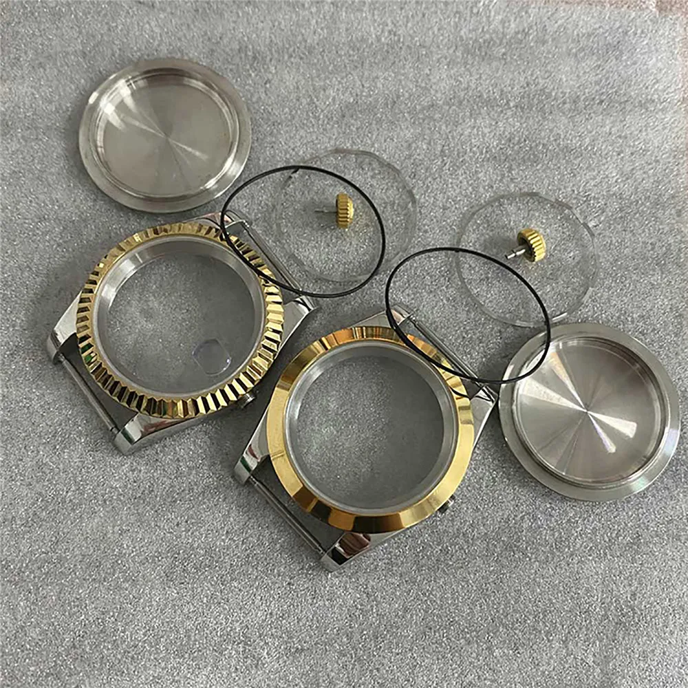 For NH35/NH36 Movement 39mm Fluted Bezel /Oyster Perpetual Watch Case Sapphire Glass Fitting For 28.5/29mm Dial/20mm Strap