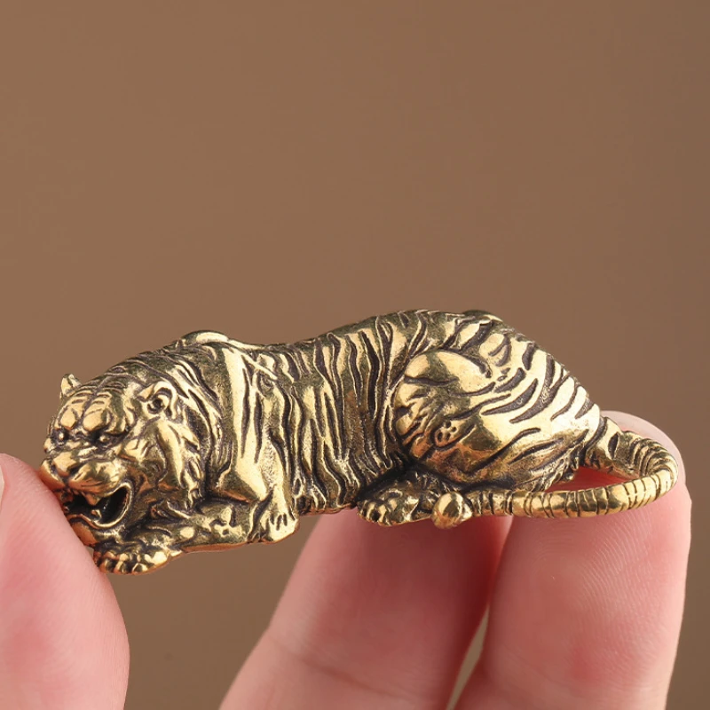 

Little Fairy/ Antique Solid Brass Zodiac Tiger Office Desk Ornament Personalized Statue Furniture Tea Pet Decoration Crafts