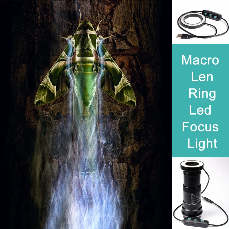 Macro len ring led focus flash 105mm 100mm micro lens Annular lamp bubble smear flower Leaf vein shoot assist focusing flashlamp