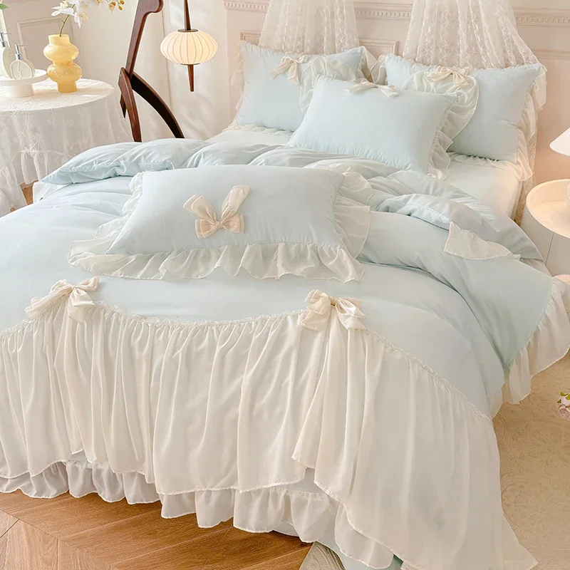New Light Luxury Ruffles Duvet Cover Soft Skin-friendly Breathable Quilt Covers High Quality Chiffon Single Double Blanket Cover
