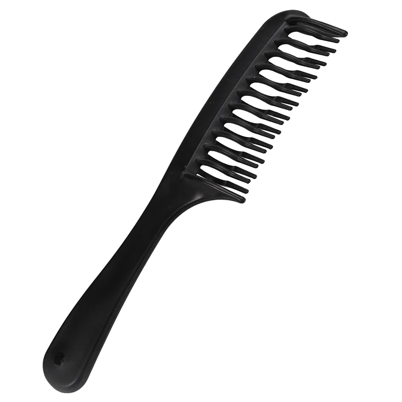 

Hot Sale 8X Black Double Row Tooth Detangler Hair Comb Shampoo Comb With Handle For Long Curly Wet Hair
