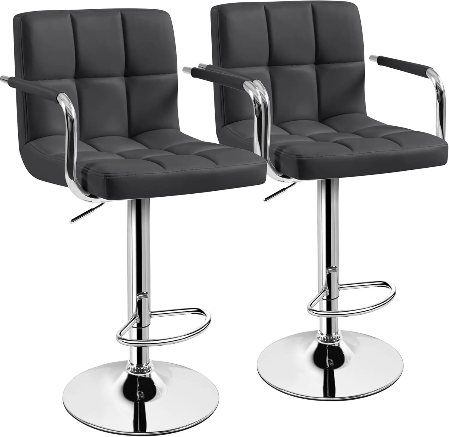 

Bar Stools Set of 2, Adjustable PU Leather Swivel Barstools, Modern Counter Stools with Back and Footrest, Counter Height Bar
