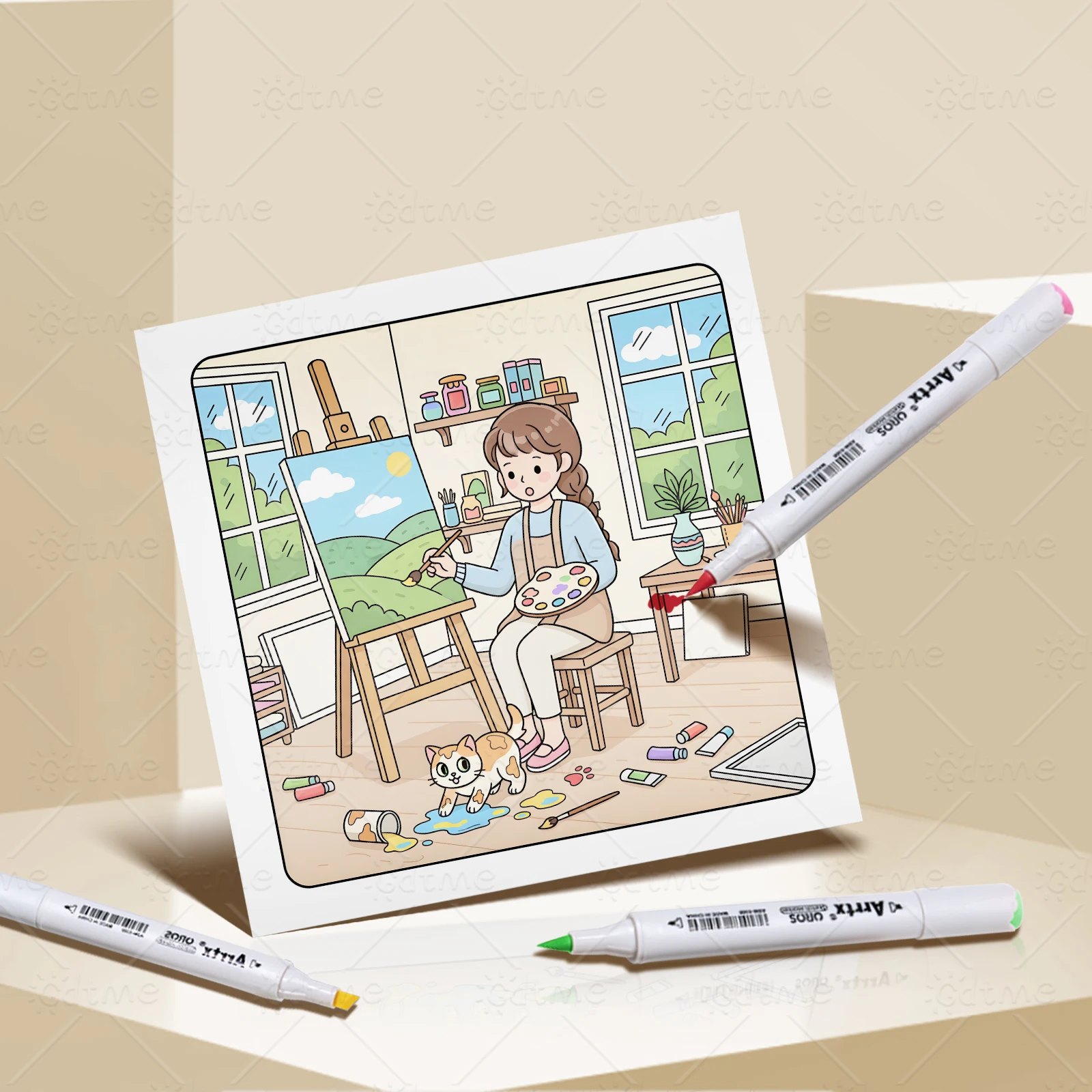 HAPPY MOMENTS Malbuch für Erwachsene mit einfachen Cartoon-Mustern zur Entspannung, DIY-Mal- und Zeichenbücher für Jugendliche – Detail 6