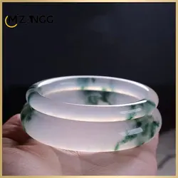 Natural Green Jadeite Bangle Jade Bracelet Charm Luxury Jewellery Fashion Accessories Hand-Carved Amulet Gifts for Women Her Men