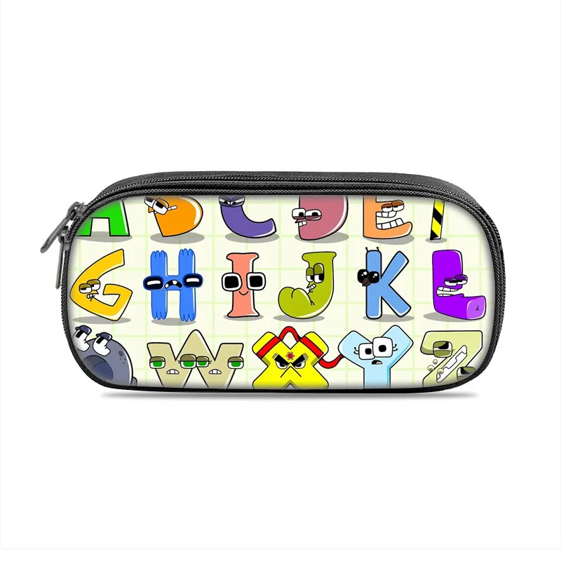 Alphabet Lore pencil case with cartoon printed letters and large capacity cute primary school boys and girls universal new model